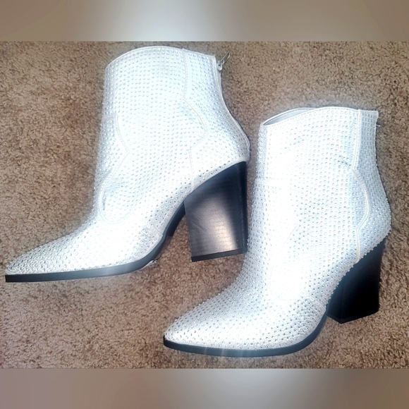 Silver Rhinestone Boots - Picture 1 of 1